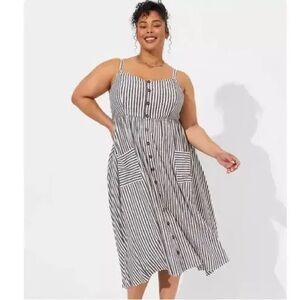 Torrid Black and White Striped Midi Dress